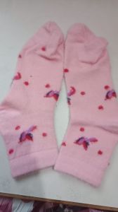 Light Pink Printed Ankle Length Ladies Socks