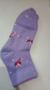 Light Voilet Printed Ankle Length Ladies Socks