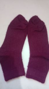 Maroon Plain Ankle Length Ladies Socks