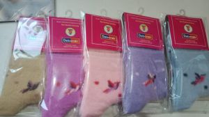 Light Voilet Printed Ankle Length Ladies Socks