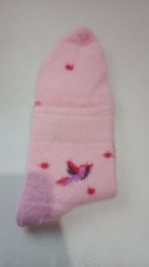 Light Pink Printed Ankle Length Ladies Socks