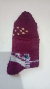Maroon Printed Ankle Length Ladies Socks