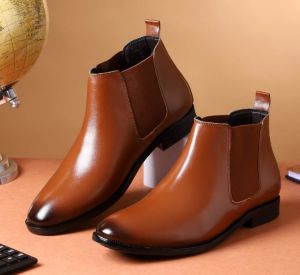 Mens Brown Premium Leather Chelsea Boots