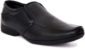 Polished Black Leather Slip On Shoes
