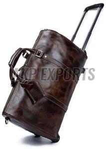 Leather Duffle Trolley Bag