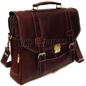 Unisex Brown Leather Laptop Bag