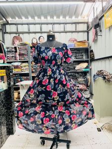 Multi Color Floral Print Georgette Maxi Dress