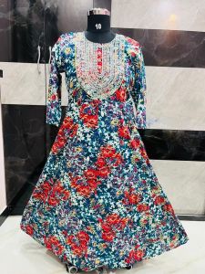 Printed Cotton Anarkali Kurti Dress