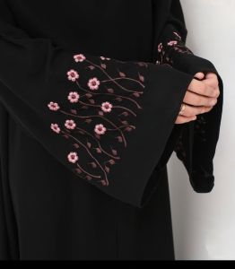 Black Embroidery Sleeve Abaya Burkha