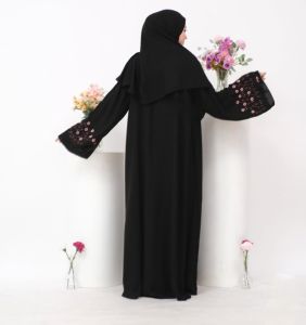 Black Embroidery Sleeve Abaya Burkha