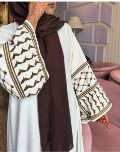 White Embroidery Sleeve Abaya Burkha