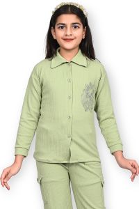 Girls Olive Green Stylish Co-Ord Set