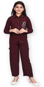 Girls Maroon Fashion Co-Ord Set