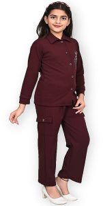 Girls Maroon Fashion Co-Ord Set