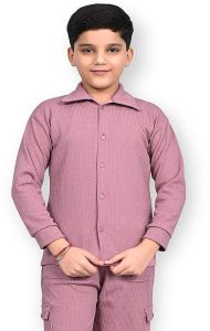 Kids Boys Pink Co-Ord Set with Buttoned Shirt