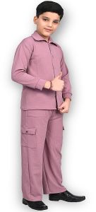 Kids Boys Pink Co-Ord Set with Buttoned Shirt