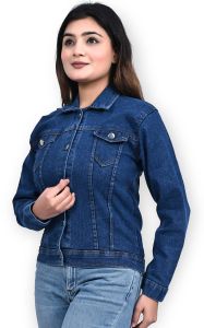 Stylish Dark Blue Ladies Denim Jacket