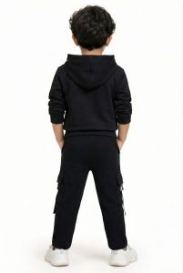 Stylish Boys Black Hoodie and Jogger Co-Ord Set