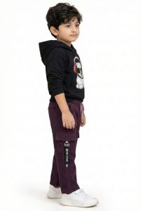 Black and Purple Trendy Boys Printed Hoodie Co-Ord Set
