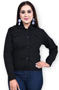 Ladies Black Casual Wear Denim Jacket