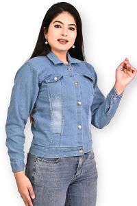 Light Blue Solid Denim Jacket