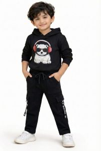 Stylish Boys Black Hoodie and Jogger Co-Ord Set