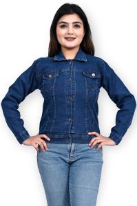 Stylish Dark Blue Ladies Denim Jacket