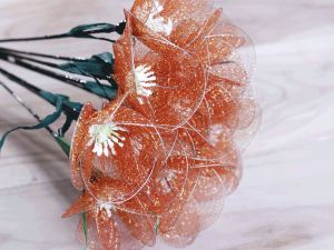 Orange Poppy Net Flower Bunches