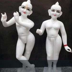 White Marble Iskcon Radha Krishna Statue