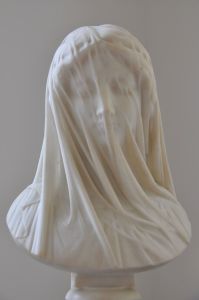 White Marble Veiled Lady Bust