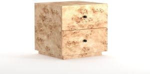 Burl Veneer Wooden Bedside