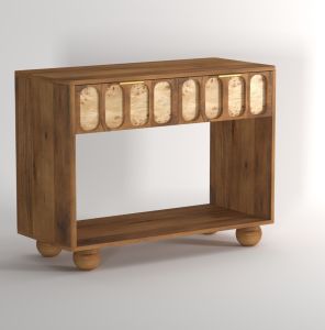 Ember Burl Veneer Wooden Console