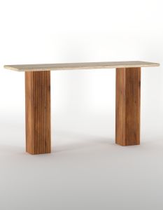 Obel Travertine Wood Console Table