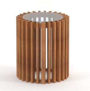 Round Reeds Wooden Side Table