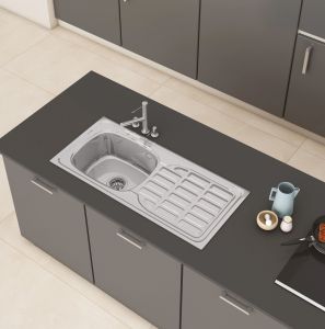 Stainless Steel Single Bowl Kitchen Sink with Integrated Drainboard