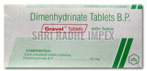 50mg Gravol Dimenhydrinate Tablets