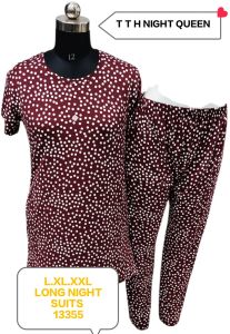 Fancy Ladies Cotton Long Night Suits