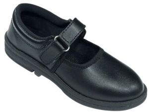 Velcro Strap Black Girl School Shoes