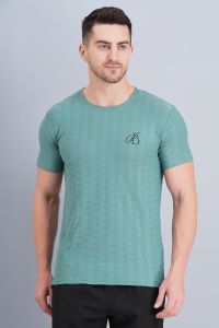 Men Sea Green Lycra T Shirt