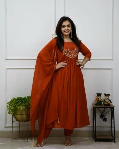 Women&AMP;rsquo;S Embroidered A-Line Kurta with Pant &AMP;AMP; Dupatta&AMP;quot;