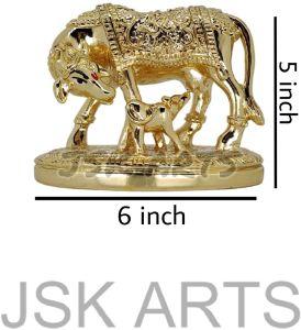 Golden Kamdhenu Cow Calf Statue