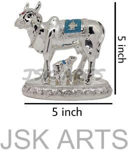 Silver Plated Cow and Calf Statue