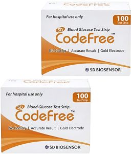 SD Codefree Blood Glucose Test Strips (Pack of 100) - Glucometer Strips