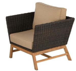 1 Seater Teak Wood Wicker Chair