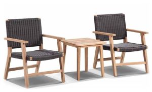 2 Seater Teak Wood Wicket Chair Table Set