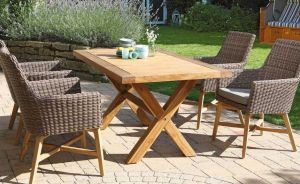 5 Seater Teak Wood Dinning Table Set