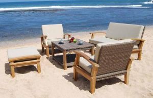 5 Seater Teak Wood Outdoor Chair Sofa Set