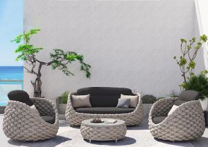 Braid Rope Luxury Outdoor Table Sofa Set
