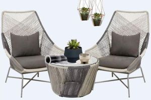 Braid Rope Outdoor Chair Table Set