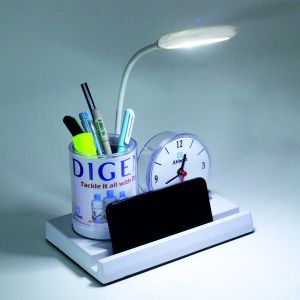 Table Clock WITH Desk Lamp, Pen Stand AND Mobile Stand